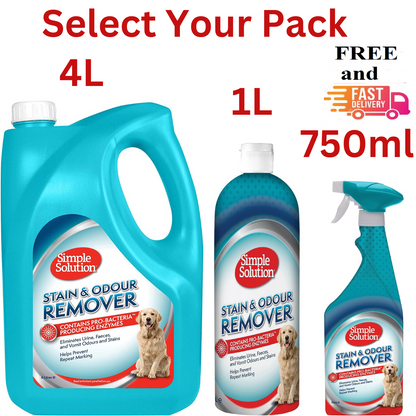 Simple Solution Dog Cat Pet Stain Odour Remover Urine Smell Destroyer Cleaner UK